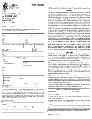 AKC Dog Show Entry Form