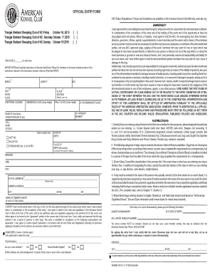 AKC Dog Show Entry Form