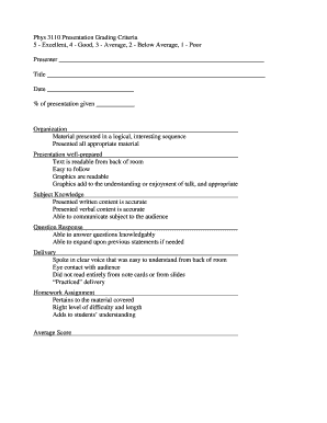 Presentation Grading Criteria