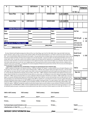 USEF/USHJA Horse Show Entry Form