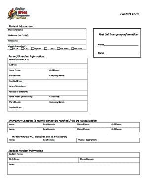 Student Contact Form