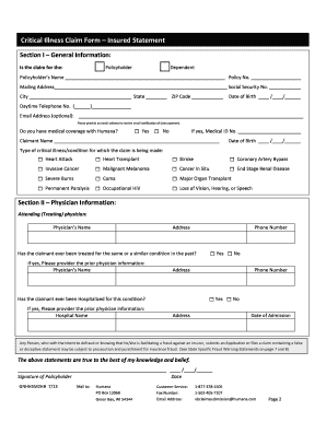 Humana Critical Illness Claim Form