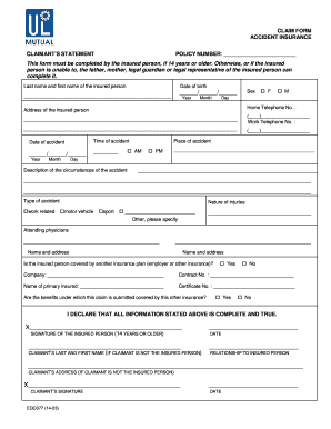 Accident Insurance Claim Form