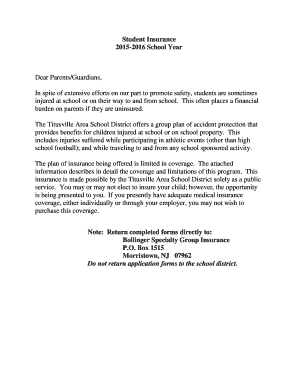 Student Accident Insurance Enrollment Form