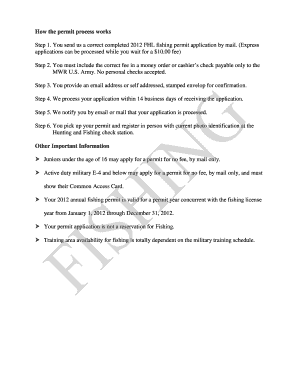 2012 Fort Hunter Liggett Fishing Permit Application