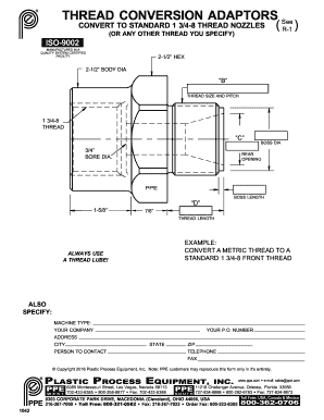 Thread Conversion Adaptor Form
