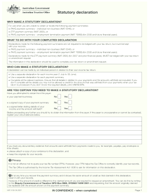 Statutory Declaration for Missing Payment Summaries