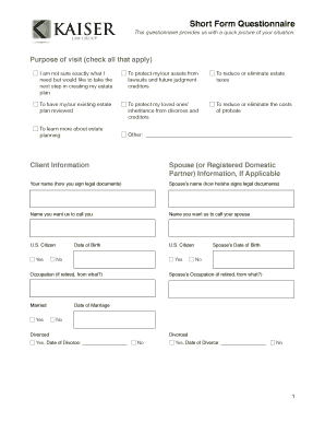 Estate Planning Questionnaire