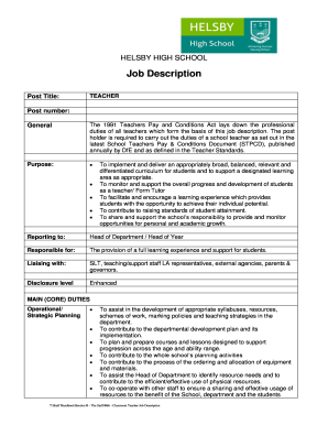 Teacher Job Description
