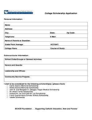 College Scholarship Application