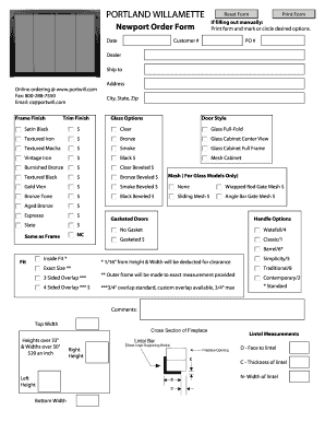 Portland Willamette Door Order Form