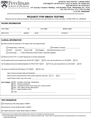 SMAD4 Genetic Testing Request Form