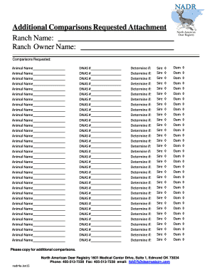 North American Deer Registry DNA Comparison Form