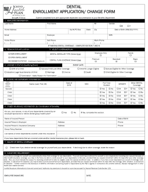 Dental Enrollment Application Form