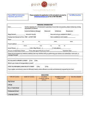 Employment Application Form