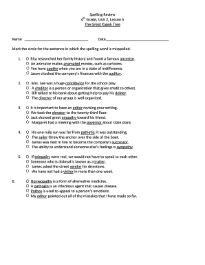 Spelling Review Worksheet