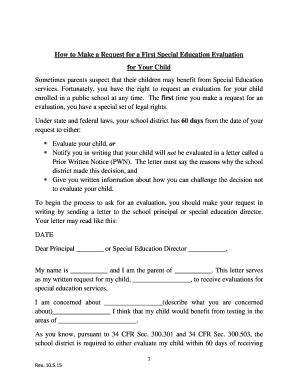 Request for First Special Education Evaluation