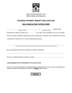 Fillable Online finserv uwa edu SELFEDUCATION TUITION FEES Fax Email ...