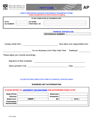 Fillable Online finserv uwa edu NEW CUSTODIAN ADVICECUSTODIAN TRANSFER ...