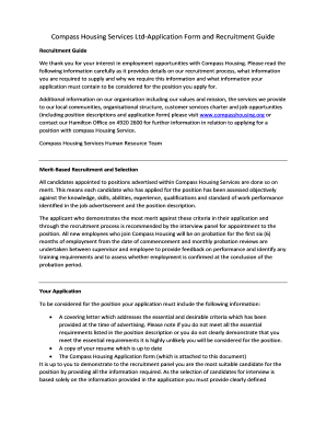 Compass Housing Services Recruitment Application Form