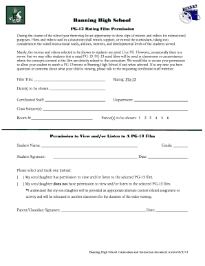 PG-13 Film Permission Form
