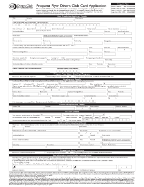 Frequent Flyer Diners Club Card Application