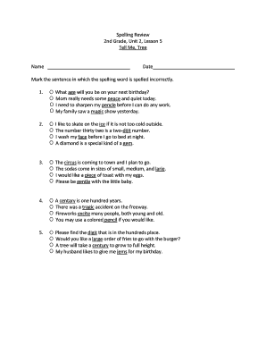 2nd Grade Spelling Review