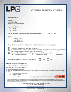 LPF Hardship Scholarship Application