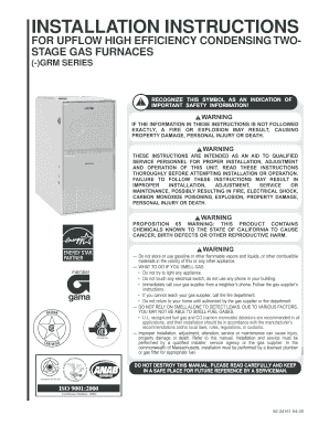 Upflow High Efficiency Condensing Two-Stage Gas Furnace Installation Instructions