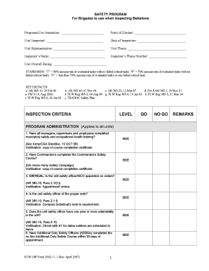 US Army Safety Inspection Form
