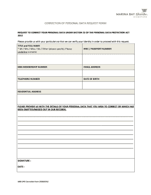 Correction of Personal Data Request Form