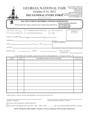 Georgia National Fair Entry Form