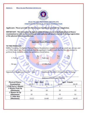 Firefighter Physical Fitness Examination Certificate