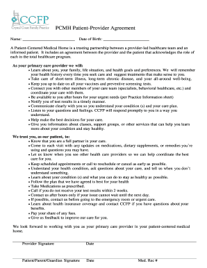 PCMH Patient-Provider Agreement
