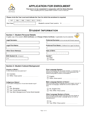 Application for Enrolment