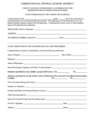 Medication Authorization Form