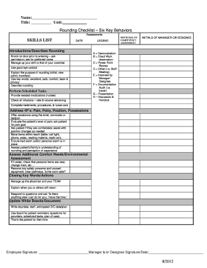 Rounding Checklist Assessment Form