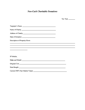 Non-Cash Charitable Donations Form