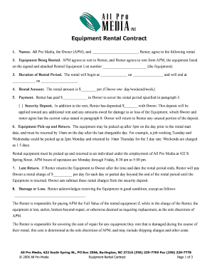 Equipment Rental Contract