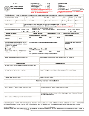 Georgia Motor Vehicle Title Application