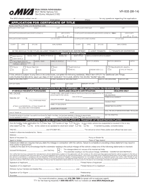 Maryland Certificate of Title Application