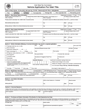 Utah Vehicle Title Application