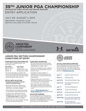 39th Junior PGA Championship Entry Application
