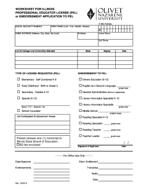 Illinois Professional Educator License Application