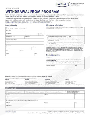 Kaplan Business School Withdrawal Form