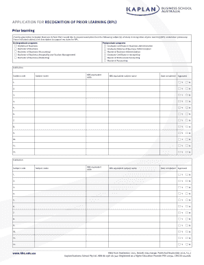 Kaplan Business School RPL Application Form