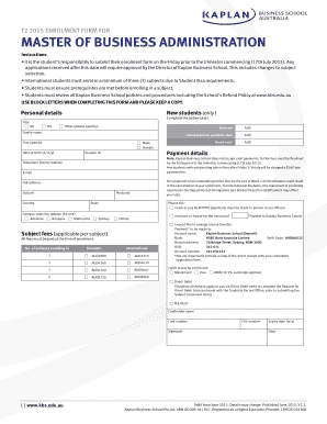 MBA Enrolment Form