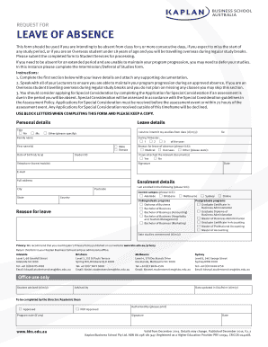 LEAVE OF ABSENCE - Kaplan Business School