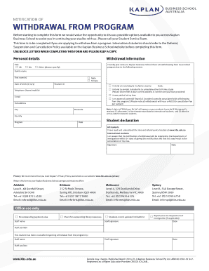 Kaplan Business School Withdrawal Form