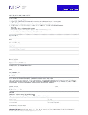 UK Dental Claim Form